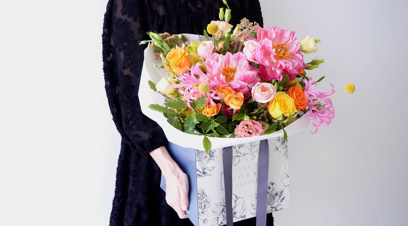 Bright fresh flower bouquet in an assortment of bold, bright colours